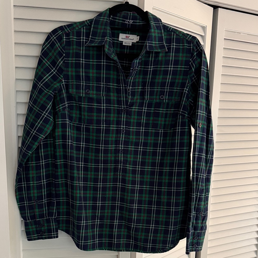 Vineyard Vines Flannel 1/2 Button Down Popover Shirt 6